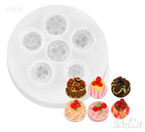 6 бр мини торта кексче десерти силиконов молд форма шондан гипс смола, снимка 1