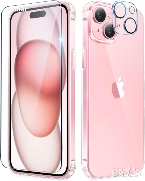 FNTCASE Калъф за телефон iPhone 15-Plus 6,7 инча, прозрачен, удароустойчив, с протектори, снимка 1