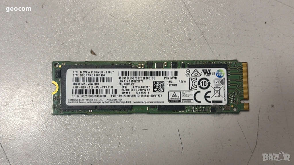 1TB SSD Samsung SM961 M2-2280 (nVme,PCI-Ex Gen3x4), снимка 1