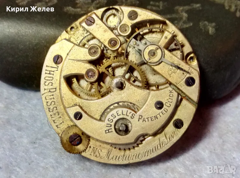 THOS RUSSELL МЕХАНИЗЪМ от МАРКОВ РЯДЪК СТАР ДЖОБЕН ЧАСОВНИК с РИСУВАН ПОРЦЕЛАНОВ ЦИФЕРБЛАТ 12619, снимка 1