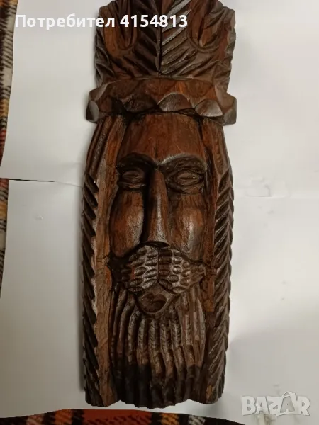 Продавам старинна маска от масивно дърво (релефна), снимка 1
