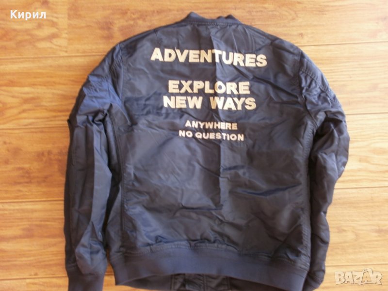 L Zara Men Bomber Jacket With back slogan, снимка 1