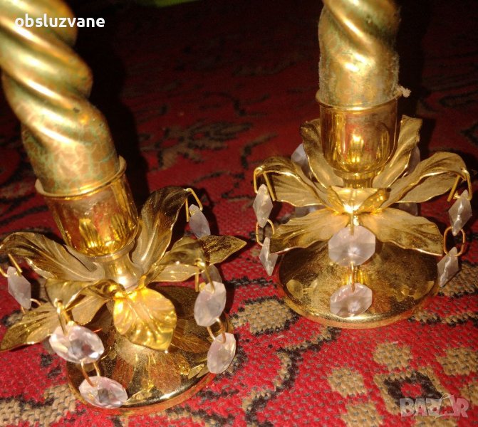 Сет от два свещника с кристали и свещи, снимка 1