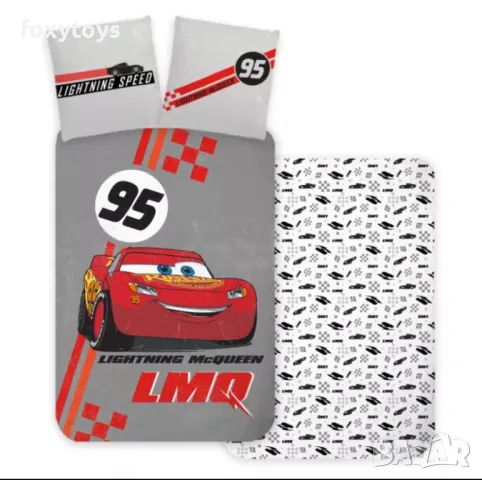 Детски спален комплект Cars LMQ, Колите, 100×135cm, 40×60 cm, 100% памук