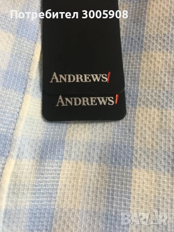 Риза Andrews Карирана 100 % памук бяло и небесно синьо,Smart Regular L, снимка 5 - Ризи - 50954535