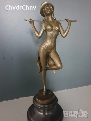 36см-3кг Gory статуетка/френска бронзова скулптура/Арт Нуво фигура кабаретна танцьорка