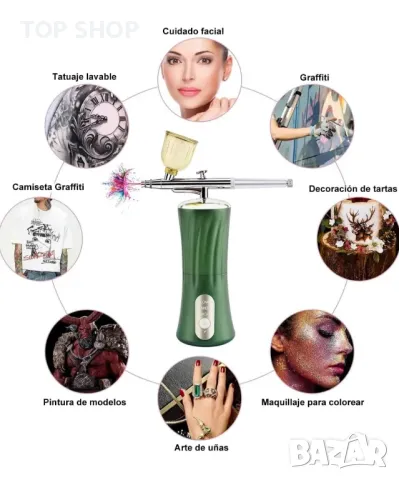 Daakro 2024 Upgrade Wireless Airbrush Set 30PSI Преносим ръчен безжичен мини USB акумулаторен, снимка 2 - Козметични уреди - 48934655