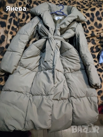 Дълго зимно дамско яке Цвят бежов, снимка 4 - Якета - 51857656