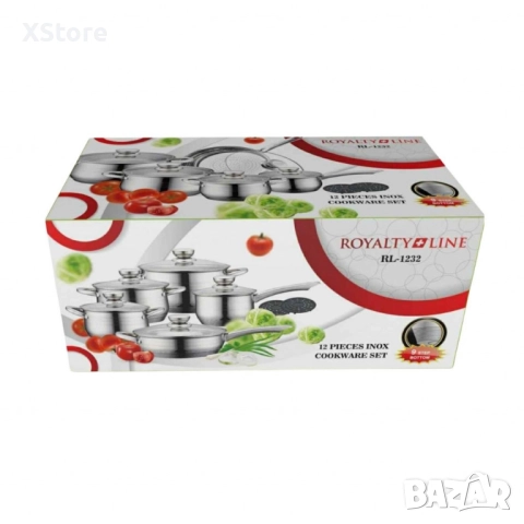 Royalty Line RL-1232 – Комплект от 12 части, с капаци и многослойно дъно, снимка 7 - Съдове за готвене - 52497020