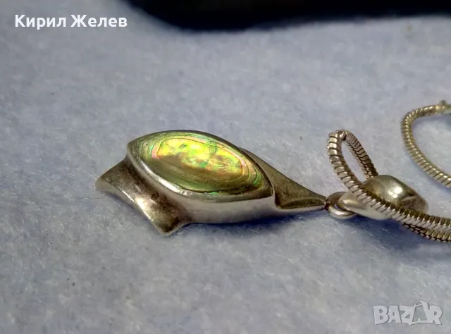 НЕЖНО СРЕБЪРНО ЛАНЧЕ КОЛИЕ със СРЕБЪРЕН ПЕНДАНТ СРЕБРО 925 с КРАСИВ КРАЛСКИ СЕДЕФ 49759, снимка 3 - Колиета, медальони, синджири - 50191643