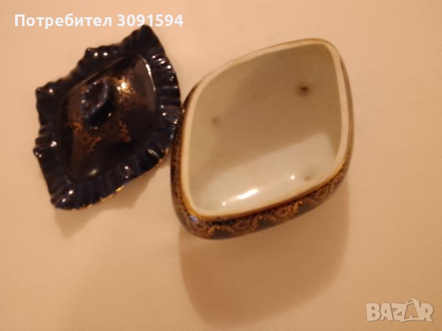 Руска порцеланова купа от кобалт и позлата размер дължина 17см ширина 14см, снимка 6 - Други ценни предмети - 43987744