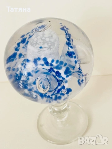 Красиво антично преспапие от муранско стъкло на стойка. Около 1900 г., снимка 2 - Антикварни и старинни предмети - 53122505