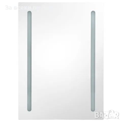 LED Шкаф С Огледало За Баня, Бетонно Сив, 50x13x70 См, снимка 6 - Шкафове - 48431805