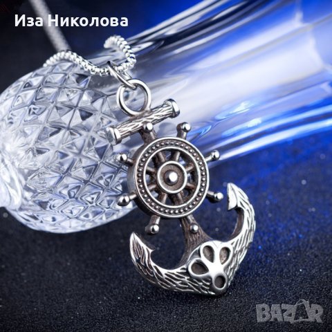 Масивен медальон котва и рул, снимка 4 - Колиета, медальони, синджири - 35604335