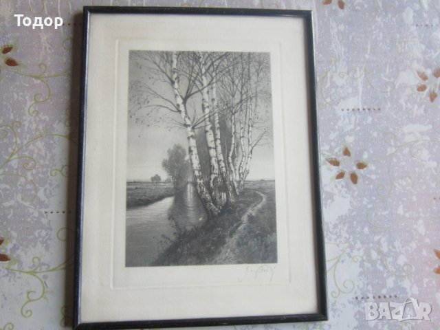Стара картина офорт гравюра подписана 5, снимка 8 - Картини - 36922861