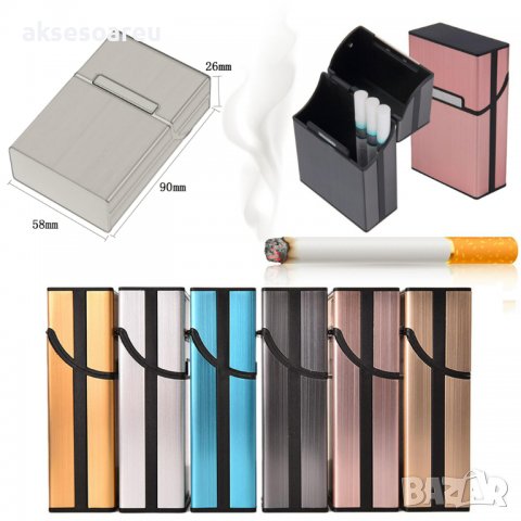 Нова метална кутия табакера с магнитен капак за 80 мм стандартни цигари модна за подарък стилна и кр, снимка 5 - Табакери - 39430966