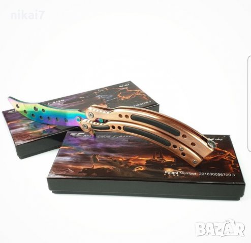 тренировъчен нож упражнения пеперуда с тъпо острие+калъф за колан, снимка 2 - Ножове - 27203918