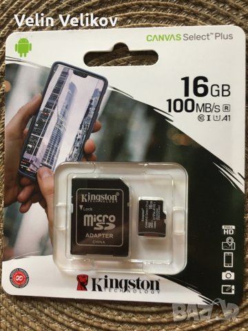 Micro Sd Hc Kingston 16gb клас 10 с Адаптер, снимка 1 - Други - 29033650