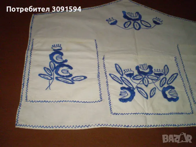  Ретро  Органайзер за Стена ръчна синя бродерия, снимка 3 - Колекции - 48437016