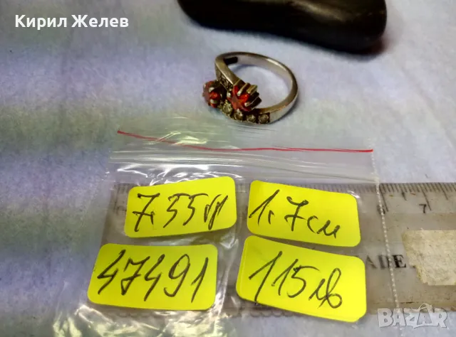 ШАРМАНТЕН СКЪПОЦЕНЕН СРЕБЪРЕН ПРЪСТЕН СРЕБРО 925 със ЗВЕЗДИЧКИ от ГРАНАТ и БЛЕСТЯЩИ ЦИРКОНИ 47491, снимка 8 - Пръстени - 49273093