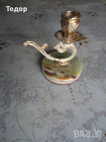 Италиански свещник бронз и оникс, снимка 5 - Декорация за дома - 42986879