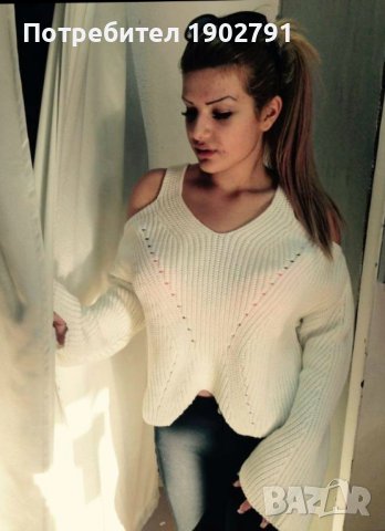 дамски пуловер с голо рамо, снимка 2 - Якета - 43361233