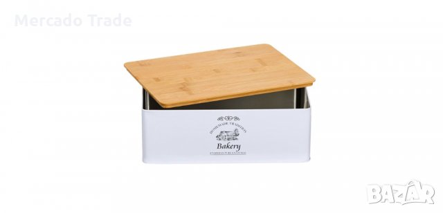 Кутия за съхранение на храна, метална с дървен капак , снимка 2 - Кутии за съхранение - 35590252