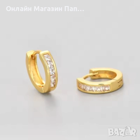 Дамски обеци халки от стомана с циркони – посребрени/позлатени, снимка 5 - Обеци - 52315944