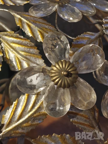 Арт Деко Ретро плафон желязо кристал, снимка 5 - Лампи за таван - 50992058