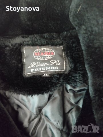 Дамско късо палто в черен цвят с косъм., снимка 4 - Палта, манта - 43155307