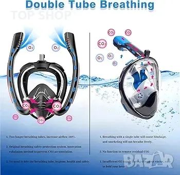 BOKEFA Цялолицева маска за шнорхел със закрепване на камерата S/M