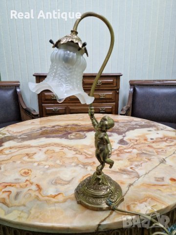 Превъзходна антикварна френска бронзова нощна лампа , снимка 3 - Антикварни и старинни предмети - 43365826