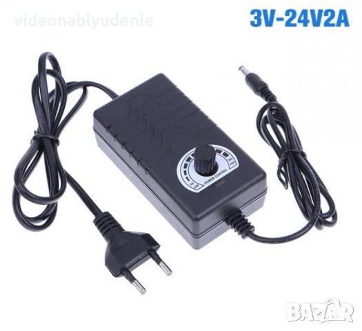 3~24V2A 48W AC100-240V 50/60HZ Универсално Регулируемо Зарядно Адаптор Захранващ Адаптер 5.5х2.5/2.1, снимка 1 - Други - 39443294