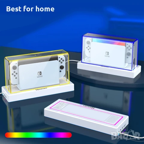 Калъф за докинг станция Mooroer с 16 LED цвята и светлинна основа за Nintendo Switch/OLED, снимка 2 - Аксесоари - 50664294
