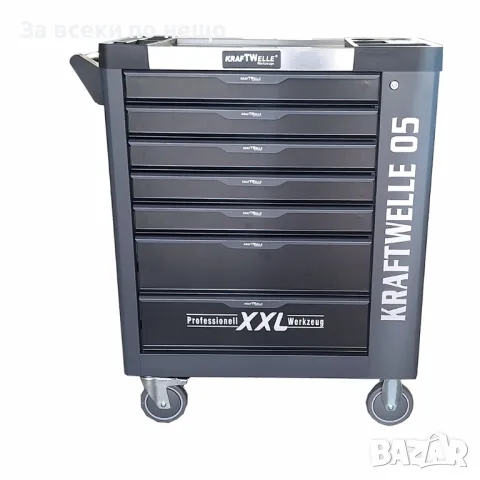 Количка с метален плот със 7 чекмеджета ,6 от които са пълни с инструменти KRAFTWELLE , XXL-05, снимка 3 - Други инструменти - 50328194
