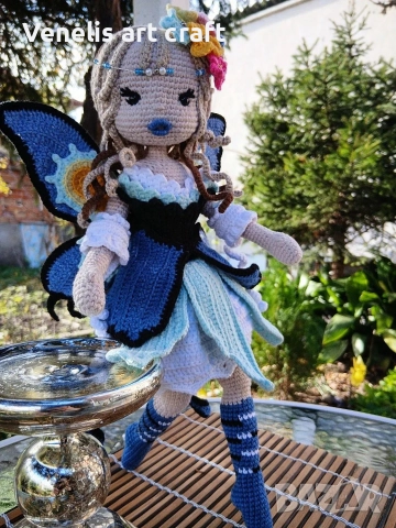 Плетена кукла горска фея Етерия / Феята на Пеперудите , снимка 6 - Кукли - 52657482