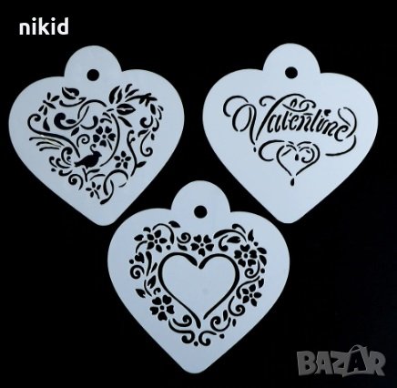 3 бр сърце с цвете valentine Свети Валентин стенсил шаблони декор кафе бисквитки 