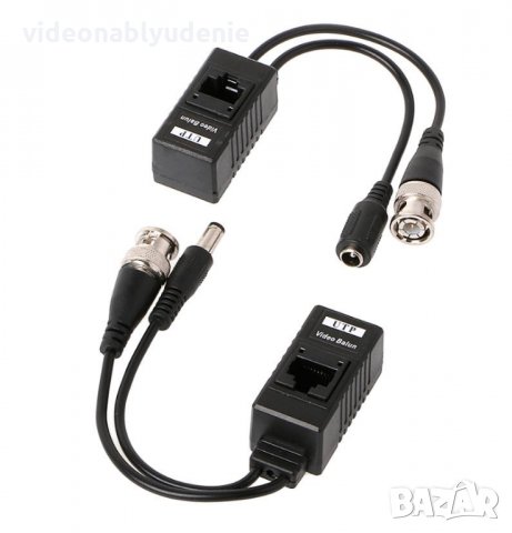 5MP Комплект Видео Balun Transceiver за CCTV Камера BNC UTP RJ45 + Захранване по CAT5 Кабел DC 12V
