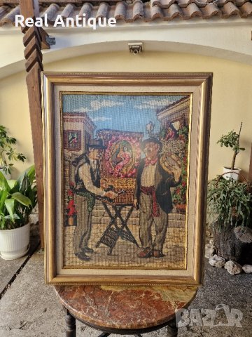 Голям много красив антикварен холандски гоблен , снимка 6 - Гоблени - 43076607