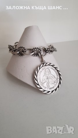 Стара сребърна гривна с монета в обков 1933г San Marino 20 lire, снимка 3 - Антикварни и старинни предмети - 40244005