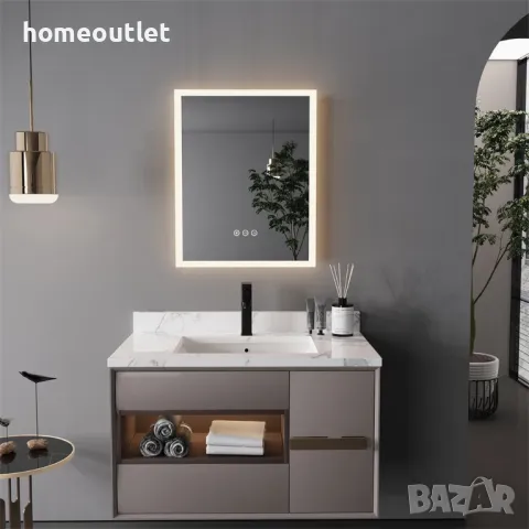 ПРОМОЦИЯ LED огледало за баня със сензорен превключвател LUVODI XMR-C28-118-EU-V1, снимка 2 - Огледала - 49675213