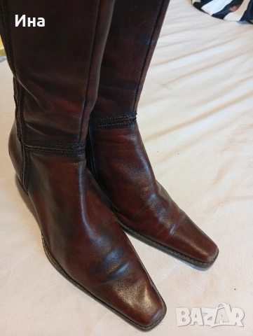 Кафяви ботуши на fashion line естествена кожа