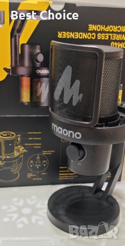 Гейминг Maono DM40 Pro безжичен USB кондензаторен микрофон за PC, PlayStation и др., снимка 12 - Микрофони - 52869726