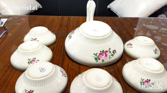 Стар български порцелан купа с купички , снимка 2 - Антикварни и старинни предмети - 52935821