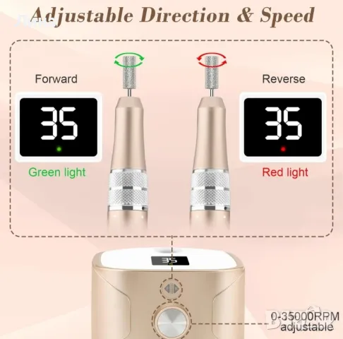 Професионална Електрическа пила за маникюр и педикюр 35 000 оборота , снимка 4 - Продукти за маникюр - 48555646