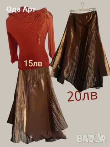 Уникална, ефектна и стилна пола с асиметричен дизайн и златист отблясък., снимка 5 - Поли - 49920059