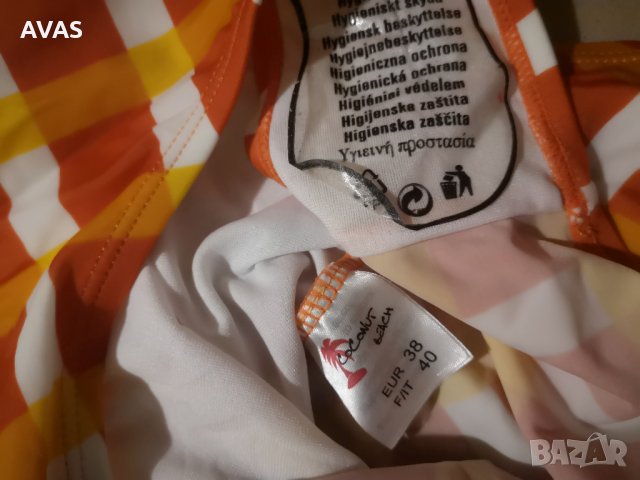 Нов цял бански 38 M номер оранжево и жълто на квадратчета, снимка 4 - Бански костюми - 33510793