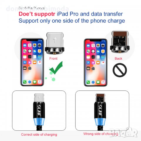  Магнитни зарядни кабели Micro USB тип C iPhone не се оплитат 1m 2m M , снимка 3 - Зарядни за кола - 27920333