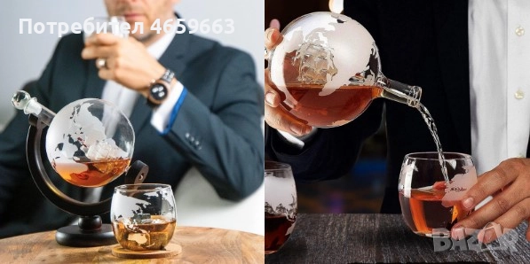 Елегантен комплект гарафи за уиски, гравиран глобус с чаши, със силует на кораб и дървена поставка, снимка 9 - Прибори за хранене, готвене и сервиране - 52547255