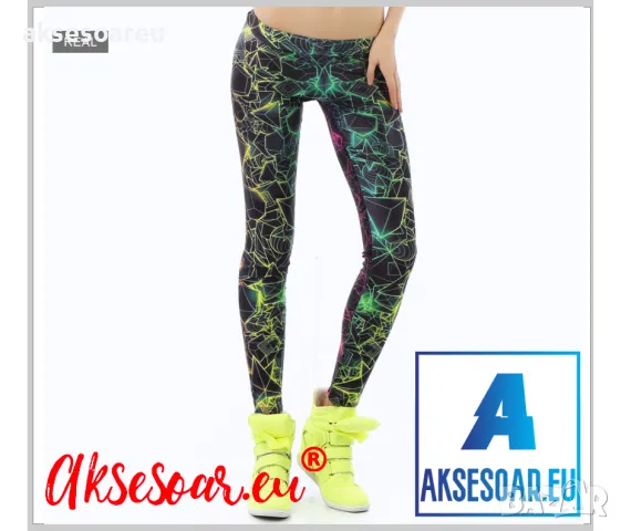 Дамски нов висококачествен шарен цветен печатан клин Нова мода за жени и момичета 3D Печатни цветни , снимка 3 - Клинове - 47762959